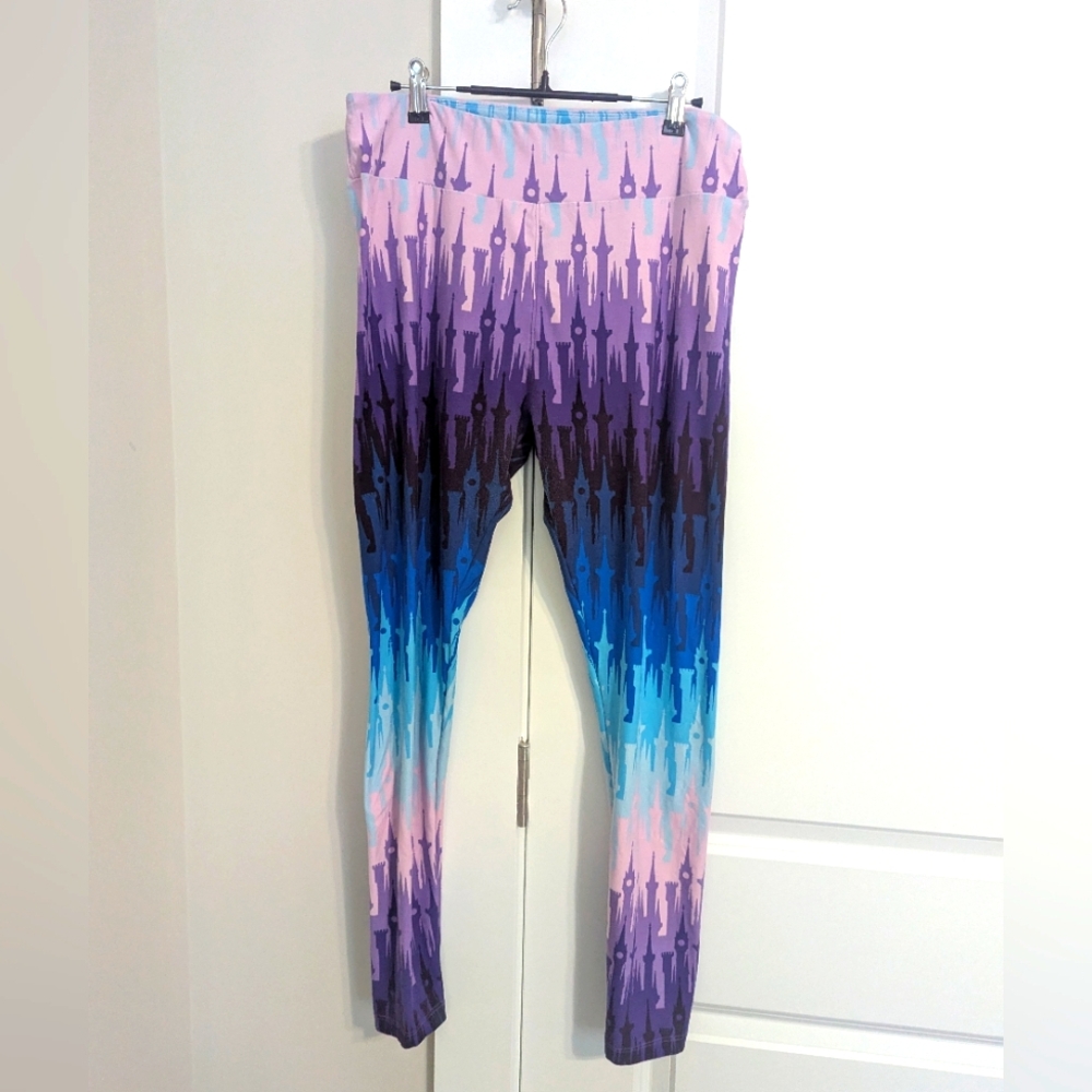 Rare Lularoe Ombre Disney Castle Leggings - Tall Curvy
